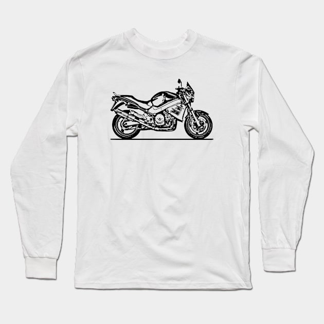 CB1100 X11 Motorcycle Sketch Art Long Sleeve T-Shirt by DemangDesign